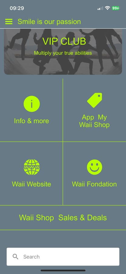 My Waii Members app Mainsite