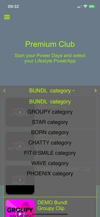 My Waii Members app Premium clubsite